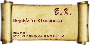 Bogdán Klemencia névjegykártya